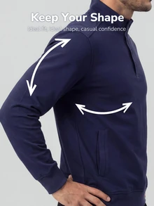 TekDrob Sweatshirt With Ribbed Stand-Up Collar, Long Sleeves And Keep Warm Effect - Navy Blue - View 4