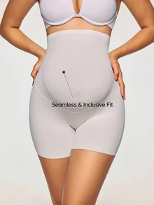 SHAPORA 1pc Maternity Solid Color High Waist Panties - White - View 3