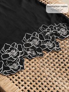 CAJUNI Chic Vacation Chic Elegant Flower Embellishment Camisole Long Dress - Black - View 9