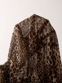 Solivie Women's Autumn Off-Shoulder Leopard Print Short Dress Coffee Color - Coffee - View 7