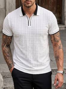 Manfinity CasualCool 男士純色休閒翻領 Polo 衫 - 白色 - 查看 5