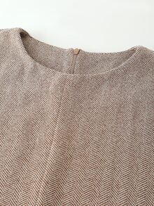 Balvessa Women's Round Neck Wool Blend Long Sleeve Dress - Grey - View 5