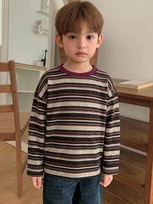 Dazy Kids 小男孩圓領長袖拼色條紋T恤 - 彩色 - 查看 2