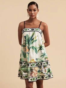Travachic Women's Tropical Print Spaghetti Strap Dress - Multicolor - View 7