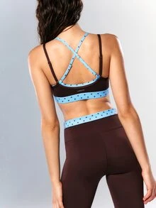 VARSIVA Women's Polka Dot Print Colorblock Tank Top And Leggings Sports Set - Multicolor - View 6