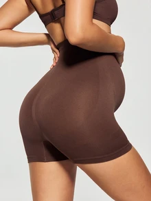 SHAPORA Women's Popular Fashion Comfortable Minimalist Solid Color High Cost-Performance High Quality Seamless Maternity Panties 1pc - Coffee Brown - View 2