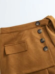 Balvessa Women's Solid Color Casual Versatile Daily Wear Long Pants Fall/Winter - Brown - View 7