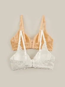 Bralution Women's Solid Color Lace Patchwork Bow Decor Comfortable Elegant Bustier - Multicolor - View 5