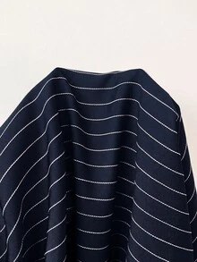 Comfortcana 素色大尺碼翻領單排扣長袖秋冬襯衫 - 藏蓝色 - 查看 4
