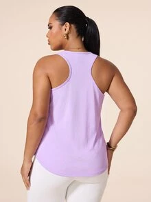SHEIN Rhythm Era Women's Spring Summer Casual Minimalist Textured Fabric Vibrant Plus Size Sports Tank Top - Purple - View 2