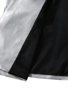 Manfinity AFTRDRK طقم بدلة رجالي فضي لامع معدني، بليزر ذو طية صدر مدببة أحادي الصدر وبنطلون مستقيم الساق من قطعتين، خيارات متعددة الألوان، ملابس رسمية للحفلات والمسرح - فضي - مشاهدة 5