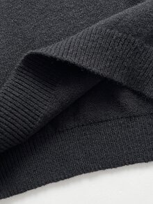 Elamini Women's Loose Casual Colorblock Collar Daily Commute Cute Outfit Autumn Winter Pullover Sweater - Black - View 5