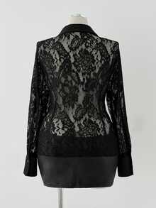 Sunspun Women's Autumn/Winter Black Lace Handmade Frog Button Front Opening Slim Fit Blouse Vintage Party New Chinese Style Versatile For Outings And Dates - Black - View 2