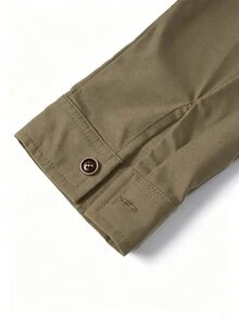 Manfinity Homme 男士拼色印花長袖襯衫 - 軍綠色 - 查看 5