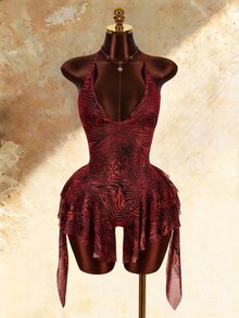 Amplova Women's Halter Neck Backless Leopard Print Jumpsuit - Multicolor - View 5