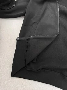 SHEIN جاكيت حمل 3 في 1 أنيق كلاسيكي فضفاض بلون موحد وطبعة للخروج في الخريف، أسود - الأسود - مشاهدة 9