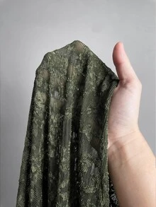 SHEIN ICON 大尺碼 Y2K 性感 V 領蕾絲拼接喇叭袖上衣 - 軍綠色 - 查看 2