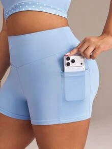 Rhythm Era Setelan Olahraga 2 Potong Atasan Camisole dan Celana Pendek Motif Polkadot Ukuran Plus untuk Wanita - Biru - View 5