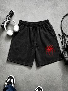 Gym Rark Men's Spider Print Drawstring Waist Loose Fit Sports Shorts - Multicolor - View 3