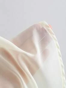Sweetra Petite One-Shoulder Boat Neck Flowy Chiffon Cape Outerwear Petite Two Pieces Set, Elastic Ruched Waist Cami Inner Layer, Office Commute Casual Date Elegant Beige Outfit - Yellow - View 5