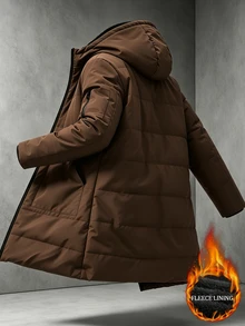 EGENSIO Halloween, Christmas, New Year, Gift, Men's Padded Coat, Long, Thermal Lined - Brown - View 6