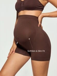 SHAPORA Women's Popular Fashion Comfortable Minimalist Solid Color High Cost-Performance High Quality Seamless Maternity Panties 1pc - Coffee Brown - View 4