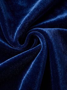 2件組女童英式騎士刺繡天鵝絨連帽外套與寬腿長褲，秋季美式復古街頭休閒運動套裝 - 藏蓝色 - 查看 4