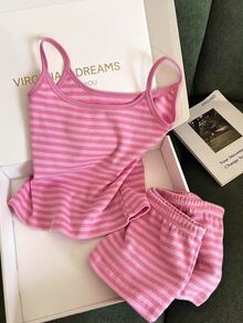 Franclia Women Two-Piece Outfits - Pink and Black - View 4