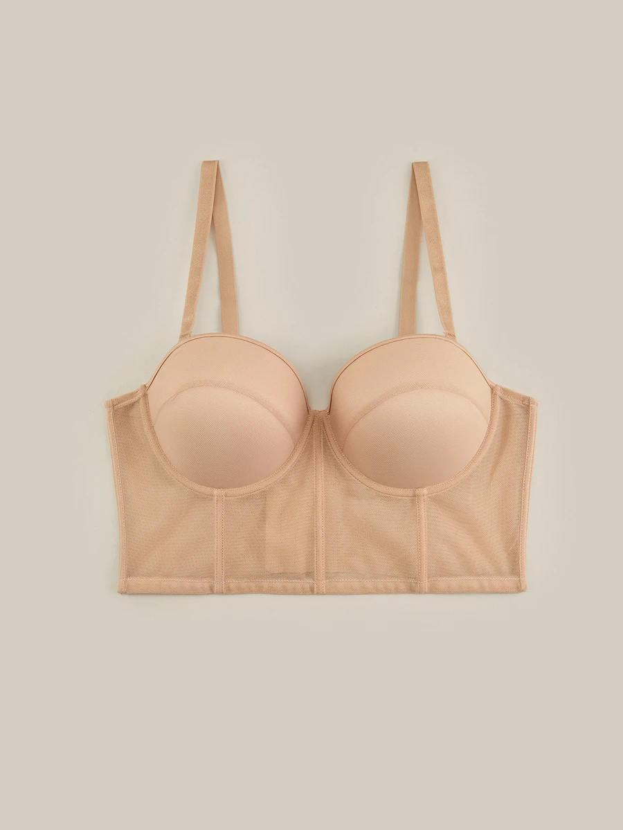 Bralution Women's Plus Size Solid Color Minimalist Comfortable Wireless Bra - Apricot - View 1