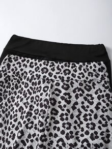 SHEIN Teen Girls Black + Leopard Print Leggings 2pcs Set, Elastic Comfortable Casual Versatile, Suitable For All Seasons - Multicolor - View 4