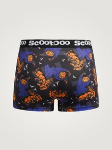 SCOOBY-DOO X SHEIN Celana Dalam Boxer Pria Motif Halloween dengan Huruf di Pinggang dan Blok Warna - Hitam - View 2