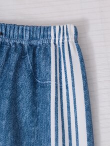SHEIN 青少年女孩春秋冬季休閒2件套字母印花圓領衛衣與長褲套裝，適合校園穿著、日常上學通勤、旅行、散步、購物與外出，可搭配夾克、背心或鋪棉外套 - 藍色 - 查看 6