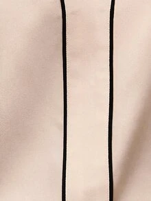 Editum Blus Elegan Wanita dengan Kerah V Berlekuk dan Blok Warna - Aprikot - View 4