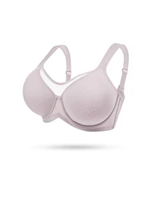 LUVLETTE Plus Woman Lingerie Full Coverage Support & Breathable Underwire Sexy Unlined  Grey Mesh No-Show Seamless Invisible Minimizer Bra - Grey - View 5