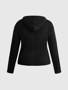 ROMWE Dark Gothic Skull Hand Pattern Embroidered Versatile Casual Plus Size Loose Hoodie Pullover Sweater - Black - View 4