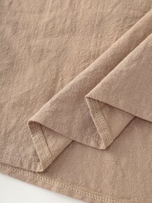LUMIGAL Set 2 Potong Kemeja Lengan Panjang dan Celana Wanita Musim Gugur Warna Khaki Kasual Serbaguna Modis Nyaman dengan Kancing Katak - Khaki - View 6