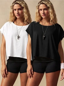 VARSIVA 2PCS Women Sports Tees & Tanks - Black and White - View 6