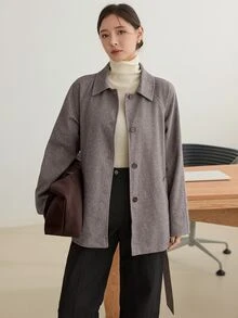 Dazy-Less Women Overcoats - Brown - View 3
