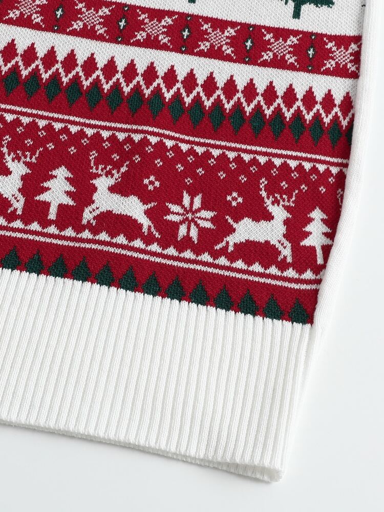 Men's Autumn/Winter Pullover Sweater, Dropped Shoulder Long Sleeve Crew Neck Knit Sweater With Christmas Elements, Fitted Fit - Multicolor - View 6