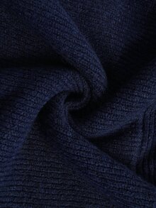 SHEIN BASICS Suéter casual versátil de manga larga y cuello redondo de unicolor para mujer - Azul Marino - Ver 7