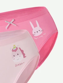 SHEIN Celana Dalam Katun Lucu untuk Anak Perempuan, dengan Desain Hewan Menggemaskan seperti Domba, Anak Kucing, Unicorn, Kelinci dan Kapibara, Tersedia dalam Berbagai Warna dan Motif, Cocok untuk Semua Musim. Set 5 Potong. - MultiWarna - View 4