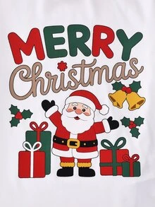Young Boy Christmas Pattern Knitted Soft Crew Neck Long Sleeve Pullover Sweatshirt & Elastic Waist Long Pants 2pcs Set Kids - White - View 7