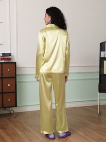 Chillnights Women's Loose Front Button Pajama Set - Yellow - View 4