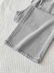 Tween Girl Fashionable Versatile Drawstring Waist Pocket Loose Denim Jeans - Light Grey - View 3
