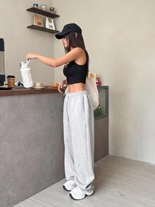 SHEIN EZwear 黑色針織女款短版背心上衣 - 黑色 - 查看 7
