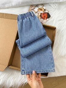 Young Girl Fall/Winter Y2k Colorful Heart Embroidery Pattern Blue Denim Loose Waist Jeans, For Daily And Streetwear - Light Wash - View 2