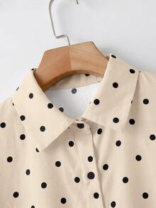 SHEIN LUNE 大尺碼女款波點印花長袖單排扣休閒襯衫 秋季 - 彩色 - 查看 6