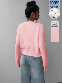 SHEIN BASICS 純色前開鈕扣開襟衫 - 淺粉色 - 查看 2