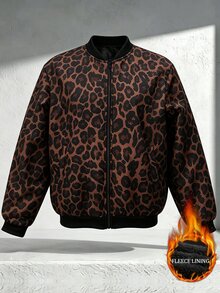 Manfinity Homme 男士時尚百搭豹紋拉鍊長袖夾克 - 彩色 - 查看 2