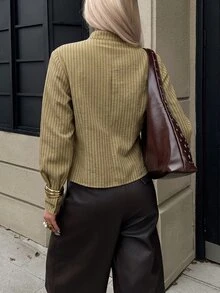 Siren Gaze Autumn New Style New Chinese Frog Button Shirt Women - Brown - View 2